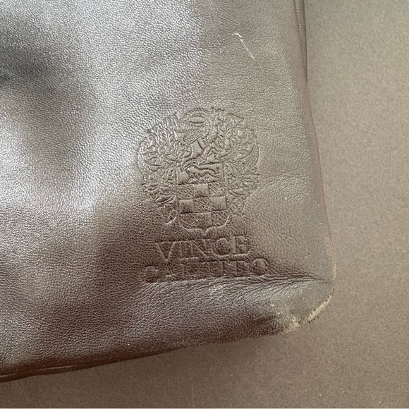 Vince Camuto Sleek Black Large‎ Leather Tote Shoulder Bag Career Office Laptop - Picture 3 of 16